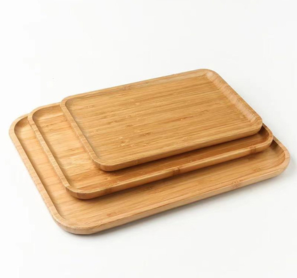 Auswechselbarer rechteckiger Bambusbehälter, natürliche hölzerne Nahrungsmittelplatte hob Rand-Entwurf an