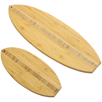 Waschendes Surfbrett-geformtes Bambusmetzger-Block Wood Cutting-Brett 2pcs