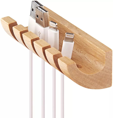 9*4*3cm Holz-Schreibtisch-Organisator Naturbamboo für Kabelmanagement