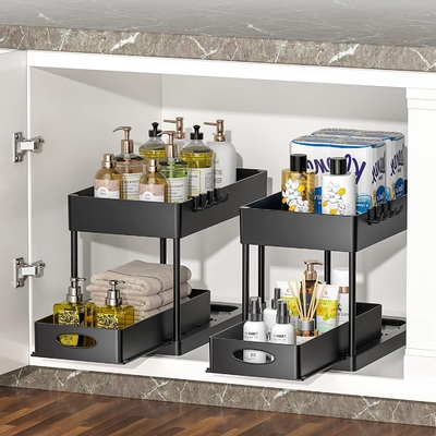 2 Reihe Satz-Badezimmer-Regal-Organisator-Rack Under Sinks 2
