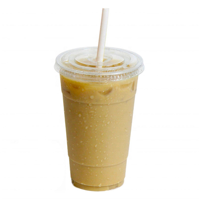 Recycelbare 12-Unzen-Kunststoff-Kaffeetassen mit Strohhalm