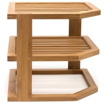 3 Stufe Drainer Trocknen Holz Tellerregal für Teller Bambus Küchen Ecke Organisator Regal