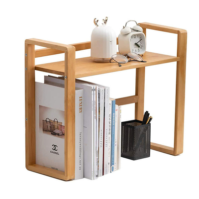 Kompaktes Bamboo-Schreibtisch-Buchregal Schreibtisch-Organisator Regal und Anzeigeregal mit Buchenden