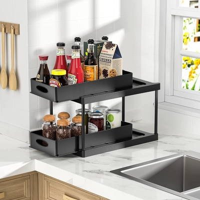 2 Reihe Satz-Badezimmer-Regal-Organisator-Rack Under Sinks 2