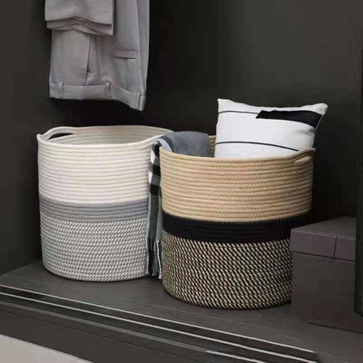 Kundenspezifische Logo Cotton Rope Soem-Wäscherei-SpeicherKorbgeflecht mit Griff