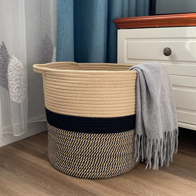 Kundenspezifische Logo Cotton Rope Soem-Wäscherei-SpeicherKorbgeflecht mit Griff