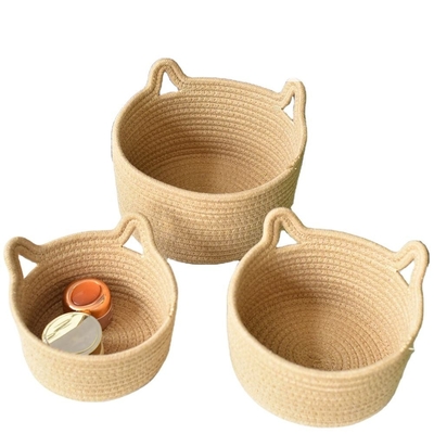99,99% Baumwollfaden-Korbgeflecht Rattan Cat Ear Round